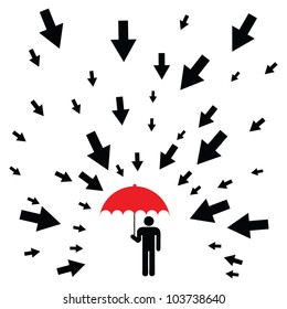 The concept of the protection problems, the man closed the problems. Vector illustration.