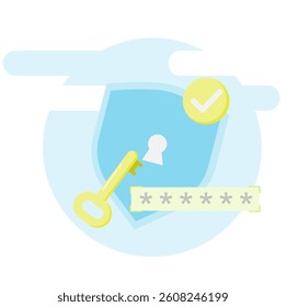 Concept of protection and Security of personal information data. Account protection. Authentication to access data. Flat style illustration. EPS 1