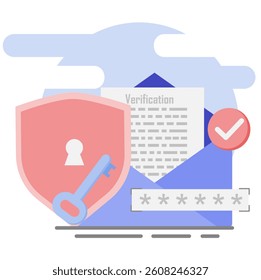 Concept of protection and Security of personal information data. Account protection. Authentication to access data. Flat style illustration. EPS 2