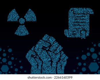 concept protesting for better regulations of nuclear weapons in a low poly hologram effect