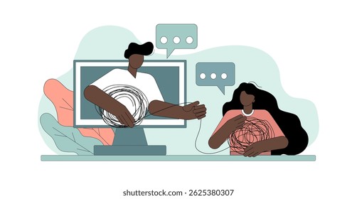 Concept of psychological online consultation. Online psychological help service