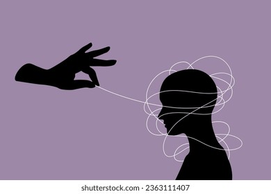 Concept of psychotherapy - organizing thoughts. Help in solving problems. A helping hand untangling the multitude of thoughts.