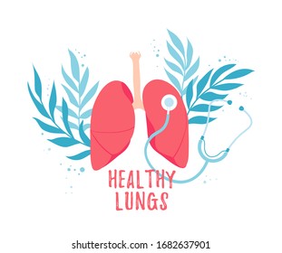 The concept of pulmonology and a healthy respiratory system. World Healthy Lung Day