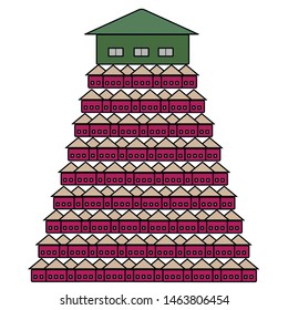 concept pyramid built by small brown houses
