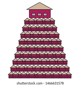  concept pyramid built by small brown houses
