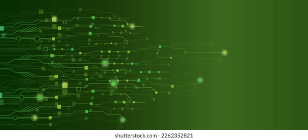 Das Konzept der Quantencomputer-Technologien. Futuristische Schaltung, Hintergrund, Vektorgrafik. Moderne Technologie, gedruckte Leiterplatten Textur Hintergrund Design. Die Wellen fließen. Quantenexplosion