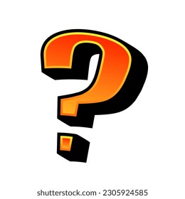 Concept with question mark in cartoon style on white background for printable design. Vector illustration.