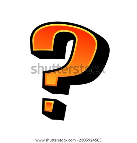 Concept with question mark in cartoon style on white background for printable design. Vector illustration.