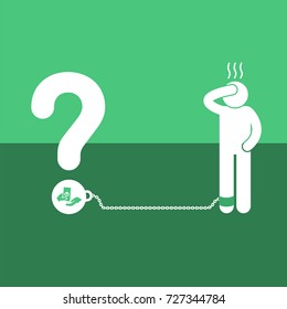 Concept of a question mark that captivates a person. Vector Illustration