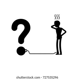 Concept of a question mark that captivates a person. Vector Illustration