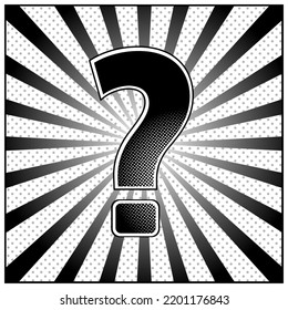 Concept of the question. A symbol, a question mark.. Illustration in the style of pop art, comic style