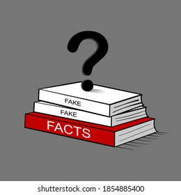 The concept of questioning to distinguish lies and seek truth. fake and facts book.