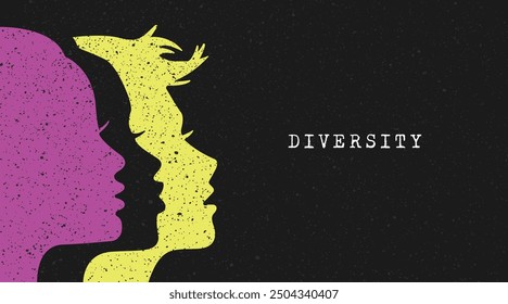 Concept of racial equality, anti-racism, diversity, stop racism, humanity, different wood textures, silhouette, diverse cultures, cultural diversity, wooden face shape, Cooperation, collaboration