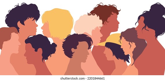 The concept of racial equality. Women's community or social network. Women in diverse and multicultural backgrounds. Share and support one another.