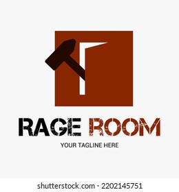 Concept Of Rage Room, Smash Stuff Logo. Destruction House Vector Emblem.