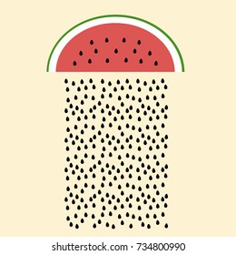 Concept of a rainy melon. Vector illustration. Modern flat design.