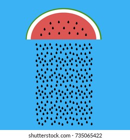 Concept of a rainy melon. Vector illustration. Modern flat design.