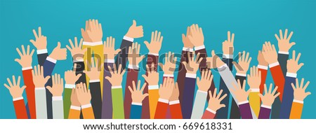 Concept of raised up hands. Concept of education, business train