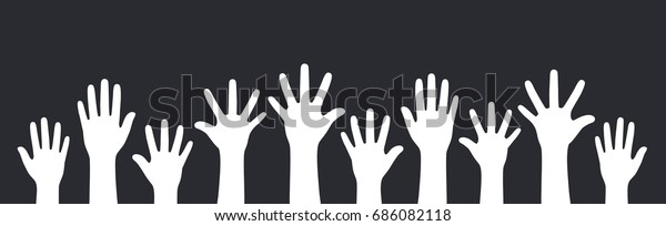 Concept Raised Hands On Black Background Stock Vector (Royalty Free ...