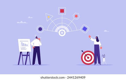 Konzept der Palette von Optionen, Auswahl zwischen verschiedenen Funktionen, Auswahl von Alternativen, Business-Team wählen Optionen Liste, um die Entscheidung zu treffen