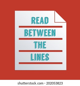 Concept for reading between the lines. Flat design illustration.