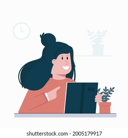 The concept of reading a book. World Book Day poster. A woman takes a book to study an educational event. Read more books, imagination and fantasy in books. Vector illustration