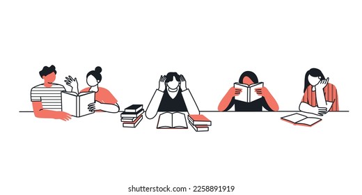 Concept of reading day. People hold a book in their hands. Human character on white background. Flat design style minimal vector illustration.