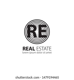 the concept of a real estate logo in black and white
