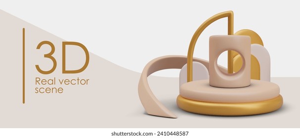 Concept of real vector stage in geometrical beige forms and golden arches