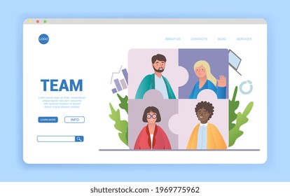 Concept of recruiting, team, teamwork, personnel management. Creative business team for effective search of optimal business solutions, generating new creative ideas. Flat cartoon vector illustration