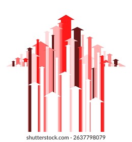 Concept with red arrows pointing upwards
