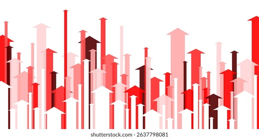 Concept with red arrows pointing upwards