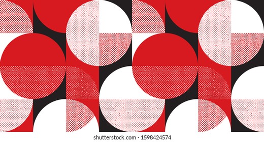 Concept red and black bauhaus style seamless pattern for background, fabric, textile, wrap, surface, web and print design. Decorative retro vibes geometric rapport.