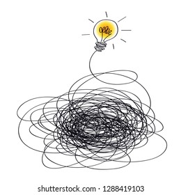 The concept of reflection and idea with the symbol of the bulb that lights up finding a solution to a problem.