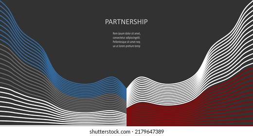 Concept of relationships between Estonia and Poland. Waved national flags. Teamwork concept.