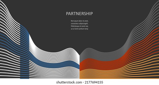 Concept of relationships between Germany and Finland. Waved national flags. Teamwork concept.