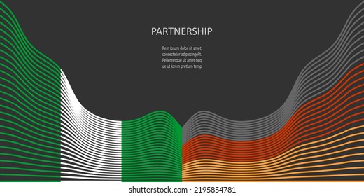 Concept of relationships between Germany and Nigeria. Waved national flags. Teamwork concept.