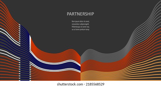 Concept of relationships between Germany and Norway. Waved national flags. Teamwork concept.