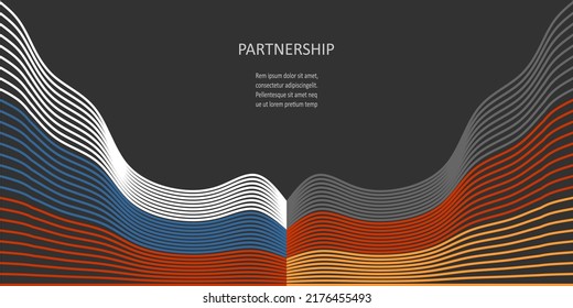 Concept of relationships between Germany and Russia. Waved national flags. Teamwork concept.
