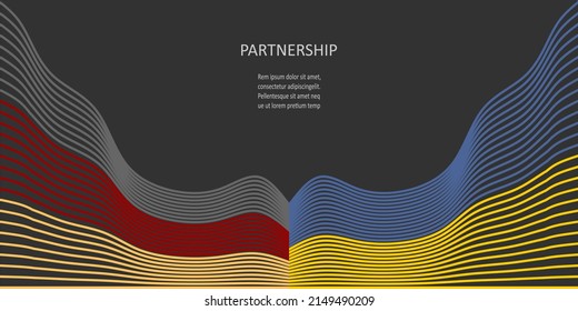 Concept of relationships between Germany and Ukraine. Waved national flags. Teamwork concept.