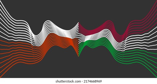 Concept of relationships between Hungary and Poland. Waved national flags. Teamwork concept.