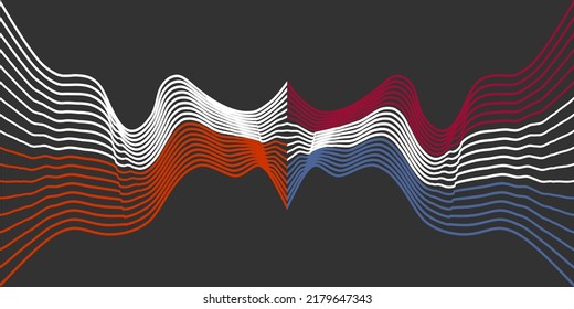 Concept of relationships between Netherlands and Poland. Waved national flags. Teamwork concept.