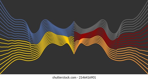 Concept of relationships between Ukraine and Germany. Waved national flags. Teamwork concept.