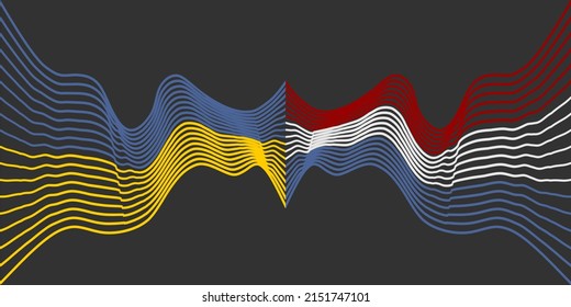 Konzept der Beziehungen zwischen der Ukraine und den Niederlanden. Wachte nationale Flaggen. Teamwork-Konzept.