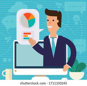 Concept of remote working and working in virtual reality. Teleconference