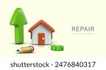 Concept of repair and restoration, home improvement