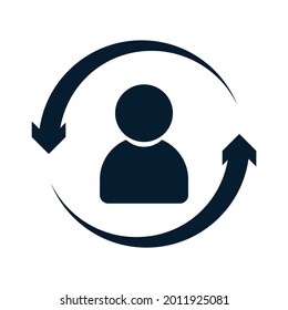 Concept to replace human, user. Vector icon isolated on white background.