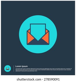 Concept representing email, envelope icon, vector illustration. Flat color design style