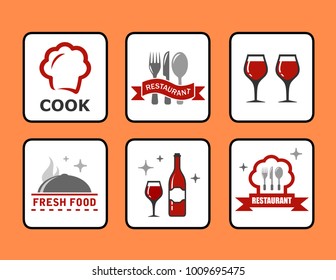 concept restaurant icons set