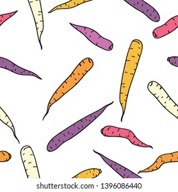 Concept for restaurant menu backdrop, smoothies bar, eco market. vector background healthy food poster or banner with hand drawn carrots isolated on backdrop